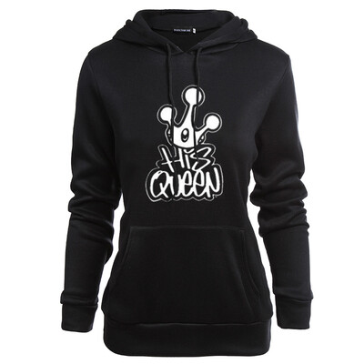 

Graphic Printed Hoodie Casual Couple Long Sleeve Black Hooded Sweatshirt