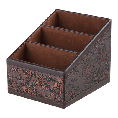

Retro PU Storage Box Container Case Flower Patterned with 3 Compartments