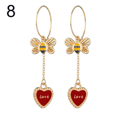 

Fashion Women Hollow Circle Heart Leaf Long Chain Dangle Hoop Earrings Jewelry