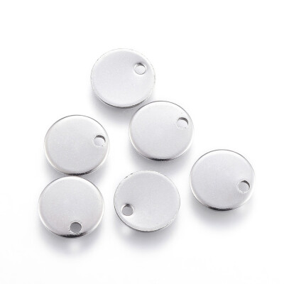 

304 Stainless Steel Charms Flat Round Stainless Steel Color 6x1mm Hole 05mm