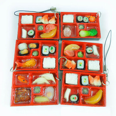 

1 Pcs Simulation Sushi Key Chain Keyring Fake Japanese Food Box Keychain