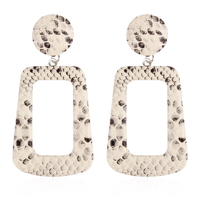 

PU Leather Dangle Earrings with Alloy Findings Trapezoid White 62x30mm