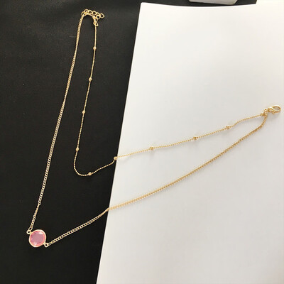 

natural crystal chain choker necklace gold color chain opal stone charm necklace for women