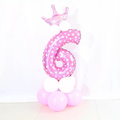 

FUNNYBUNNY Mix set 30" Numbers 0-9 pink&Blue Typ foil balloons Birthday Party balloons Pink With Crown Shape