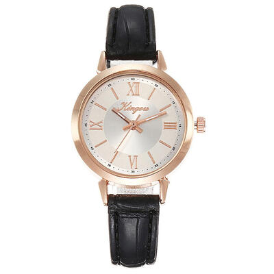 

Fashion Womens Watches Leather Strap Business Ladies Quartz Wristwatch Scale Rose Gold Disc Clock Relogio Feminino