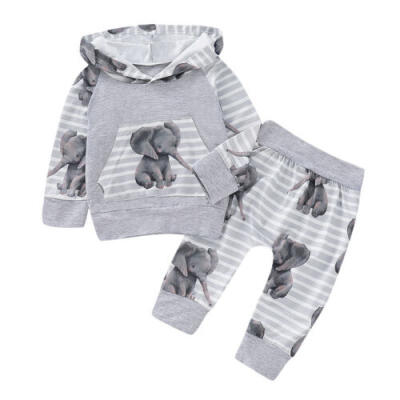 

Newborn Baby Boys Hooded TopsLong Pants Leggings Outfit Toddler Clothes Sets