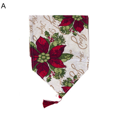 

180cm Christmas Flower Snowman Tree Dining Table Runner Tablecloth Party Decor