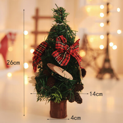 

Tabletop Artificial Christmas Tree With Wood Base Rabbit Bow-Knot Flower Decoration Christmas Tree Ornament For Home Office