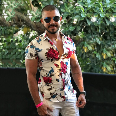 

Tailored Men Casual Summer Printed Button Short Sleeve Hawaiian T-Shirt Top Blouse