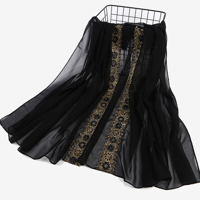 

Muslim womens pearl lace headscarf selling monochrome national womens hijab export factory MSL045