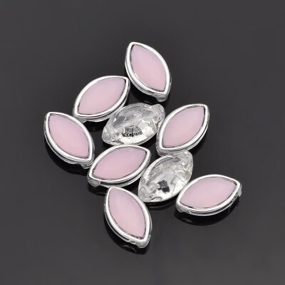 

Sew on Taiwan Acrylic Silver Plated Garment Accessories Horse Eye Pink 17x9x6mm Hole 1mm