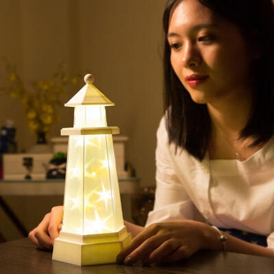 

Novelty Remote Control Night Light Tower Style Star Light Desk LED Lamp For Home Decor Gifts Bedroom Holiday Warm White