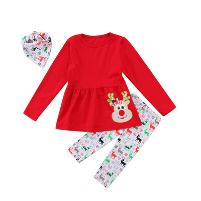 

Christmas Set Newborn Baby Girl Boy Top RomperPants Hat Outfit Clothes