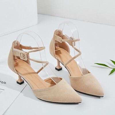 

128-8 Korean fashion sweet banquet slim womens shoes stiletto high-heeled shallow mouth toe suede