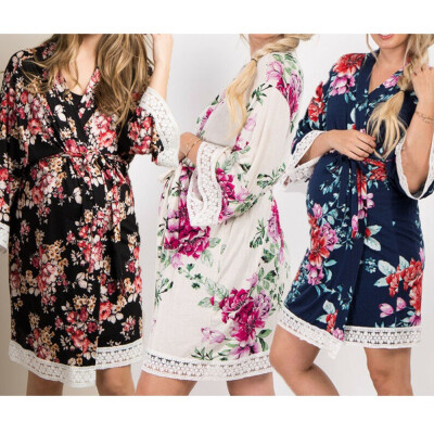 

Womens Short Satin Nightdress Nightie Maternity Bathrobe Sleepwear Nightwear