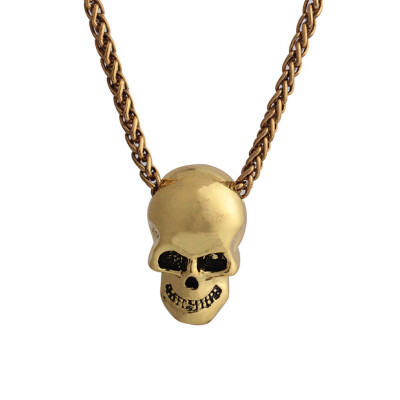 

Punk Men Women Fashion Hip-Hop Plated Gold Skull Head Necklace Stainless Steel Jewellery Gift