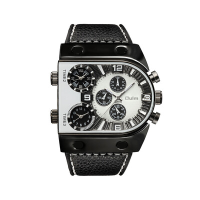 

Gobestart Sports Mens Quartz Analog Clock Three Time Zone Dial Design Stylish Black Watch