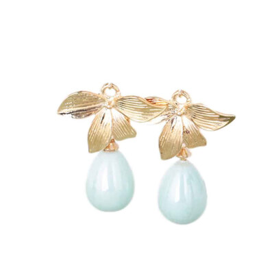 

Charming New Korean Personality Women Ladies Fashion Leaves Leaf Drops Pearl Big Earrings Ear Hook Jewelry Gifts