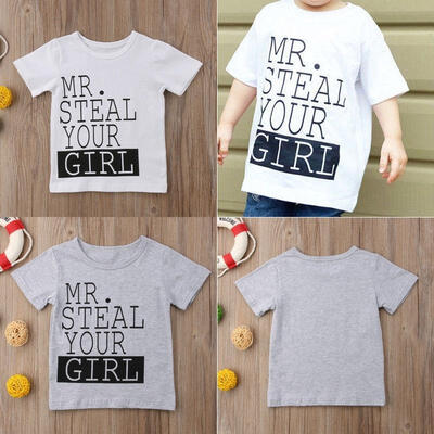 

Kids Baby Boys T-shirt Letters Print Short Sleeve Summer Cotton Shirt Top