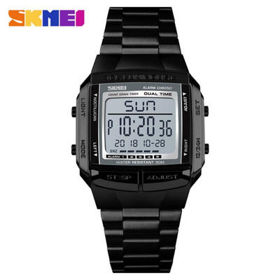 

SKMEI 1381 Male Fashion Watch Stainless Steel Digital Wristwatch Waterproof Sports Watches