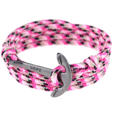 

Handmade Mens Black Alloy Anchor Polyester Rope Bracelet