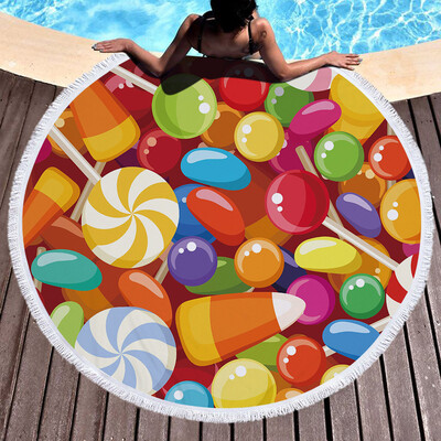 

Gobestart 1 PC Round Beach Pool Home Shower Towel Blanket Table Cloth Yoga Mat
