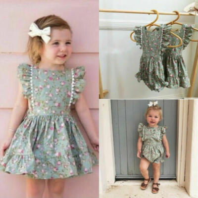 

AU Toddler Kids Baby Girl Clothes Sister Matching Floral Romper Dress Outfit Set