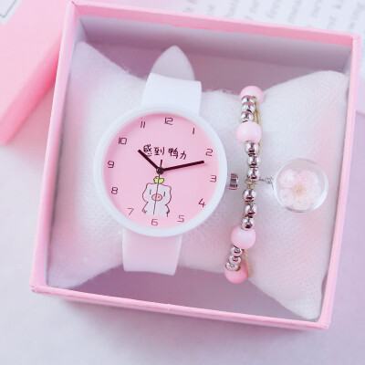 

Makaron watch female student cute ins cherry powder girl girl little fresh jelly silica tape