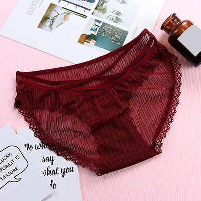 

Sexy Women Lace Edge Panties Underwear Soft Briefs Underpants Ultra-Thin Breathable Low Rise Seamless Silk Triangle Briefs