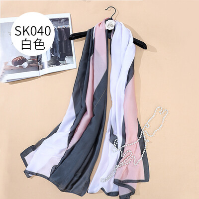 

Fashion Korean Elegant Sweet Scarf Literary Geometric Pattern Print Scarf Summer Seaside Travel Sunscreen Shawl