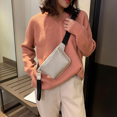 

Women Bag Crocodile PU Leather Crossbody Zipper Chest Bag Waist Bag Small Handbag