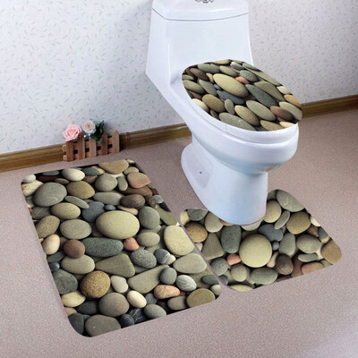 

〖Follure〗3PCS Christmas Bathroom Non-Slip Pedestal Rug Lid Toilet Cover Bath Mat Set
