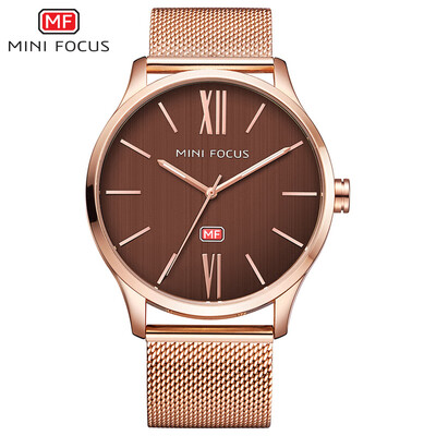 

MINI FOCUS mens watch quartz watch business simple trend big three-pin waterproof watch steel mesh belt MF0018G