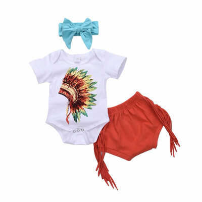 

2018 Summer Newborn Baby Girls Cotton Flower RompersShort PantGirls Headbands Ruffled Newborn Baby Toddler Clothing