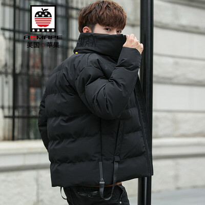 

American apple AEMAPE cotton coat men 2018 winter new hooded thick warm jacket mens youth Korean students cotton clothes mens tide 8999 black M