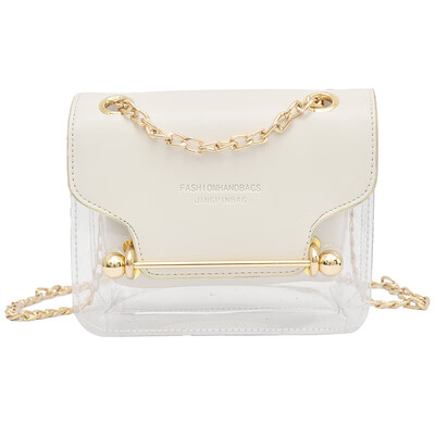 

Jelly Fashion Women Brand Design Small Square Shoulder Bag Clear Transparent PU Composite Messenger Bags New Female Handbags
