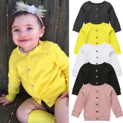 

USA Newborn Kid Baby Girl Knitted Button Sweater Cardigan Coat Casual Top Autumn