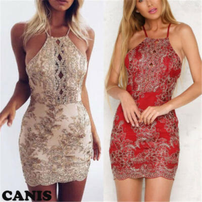 

New Womens Summer Casual Sleeveless Evening Party Beach Dress Mini Lace Dress