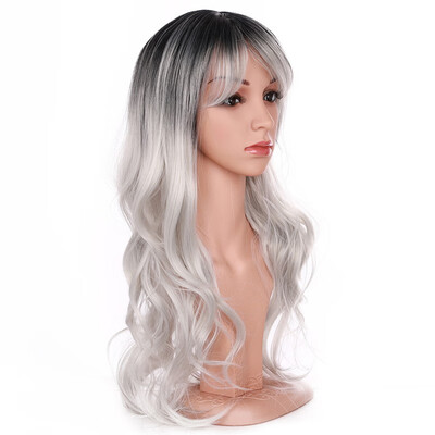 

Long Full Wig with Bangs Ombre Natural Wave Heat Resistant Synthetic Wig Dyeing Color Curly Wavy Cosplay Wigs Costume Dress
