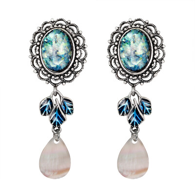 

Vintage Women Hollow Earrings Faux Gem Pendant Wedding Banquet Cocktail Jewelry