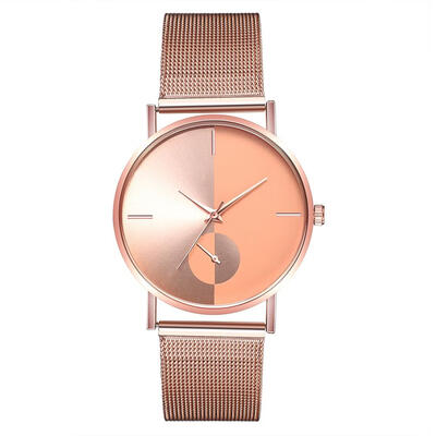 

Fashion Men Quartz Watch Luxury Two Eyes 4 Pins Mesh Strap Alloy Watches