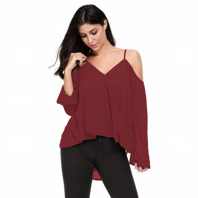 

V-neck solid color loose T-shirt top