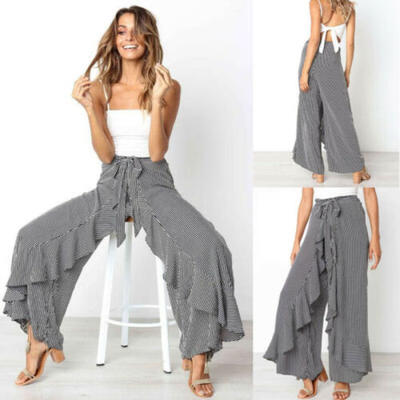 

Womens Boho Loose Wide Leg Pants Palazzo High Waist Casual Yoga Long Trousers