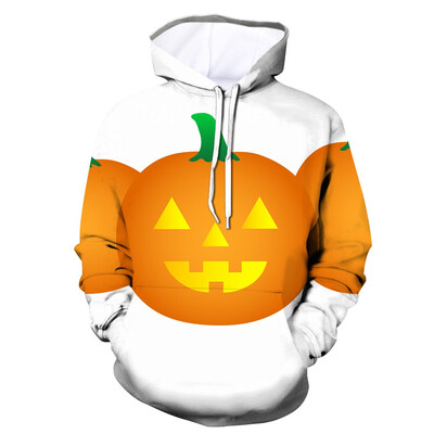 

Toponeto Mens Scary Halloween Pumpkin 3D Print hooded Party Long Sleeve Hoodie Blouse