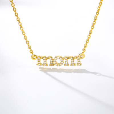 

Fashion Letter Mom Crystal Charms Necklace Love Gold Color Chain Necklaces For Women Femme Bijoux Mothers Day Birthday Gift