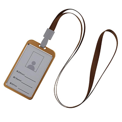 

Vertical Style Aluminum Alloy ID Name Card Case Business Work Card Badge Holder with Lanyard
