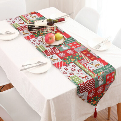 

Siaonvr Creative Christmas Cotton Linen Tablecloth Table Flag Desktop Decoration