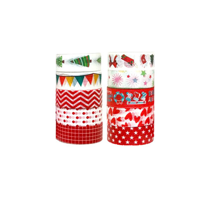 

Toponeto Christmas Washi Tape Christmas Deer Pattern Wrap Blue Red Colored Washi Tape