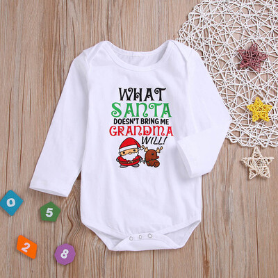 

Newborn Baby Girls Boys Long Letter Print Romper Jumpsuit Kid Christmas Clothes