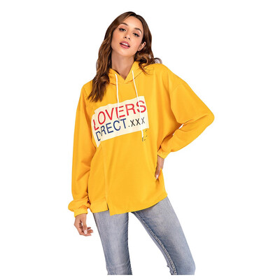 

Toponeto Womens autumn&winter solid color printed hooded long-sleeved sweater